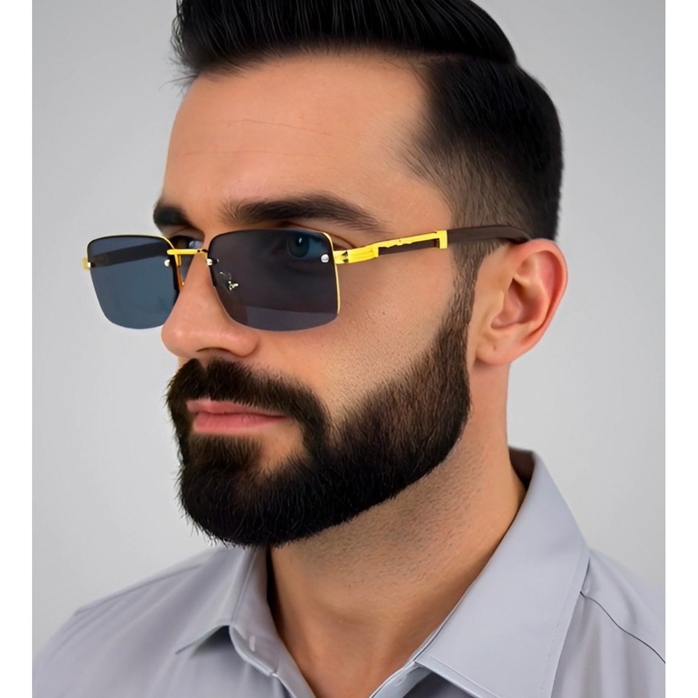 Men SunglassesDark Black Lens Classy Hip Hop Sophisticated Trendy‎ Style Lentes